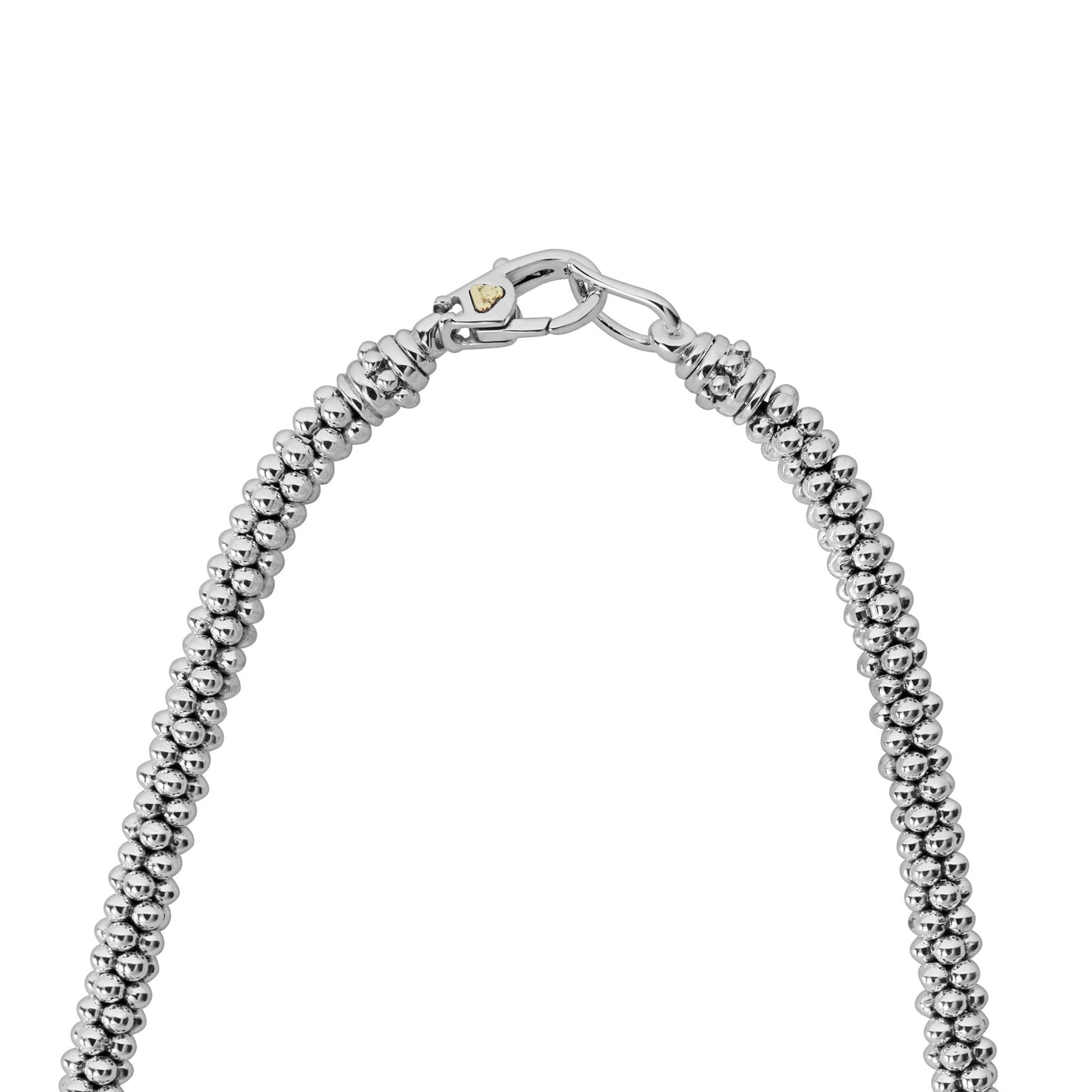 A 3 mm sterling silver Caviar-rope necklace by LAGOS, featuring a pavé diamond station accented with 18K gold beads; total diamond weight approx. 0.24 ct, perfect for refined everyday elegance-3